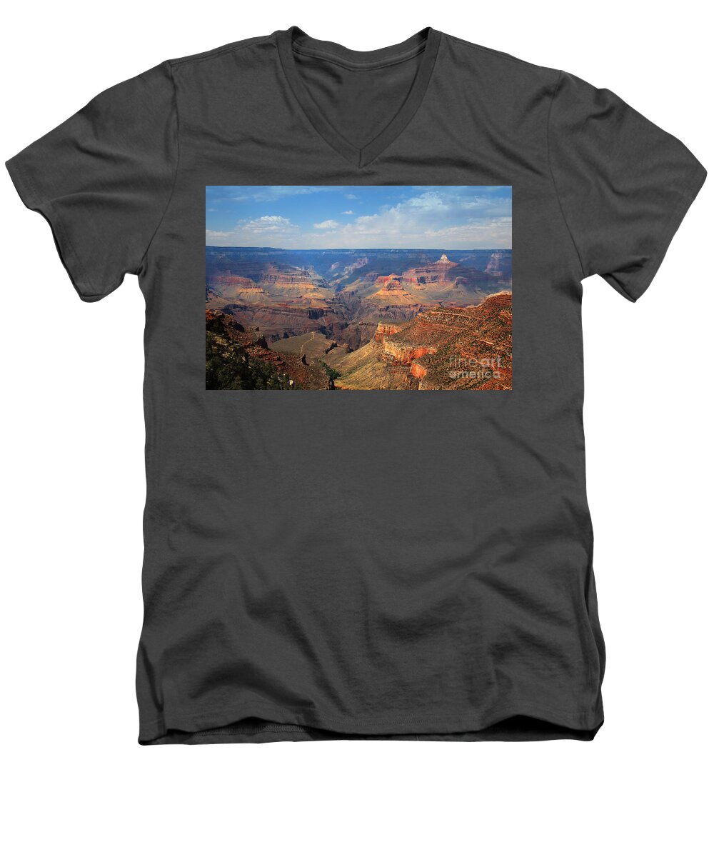 Grand Canyon Men's V-Neck T-Shirt featuring the photograph Bright Angel Trail Grand Canyon National Park by Jemmy Archer