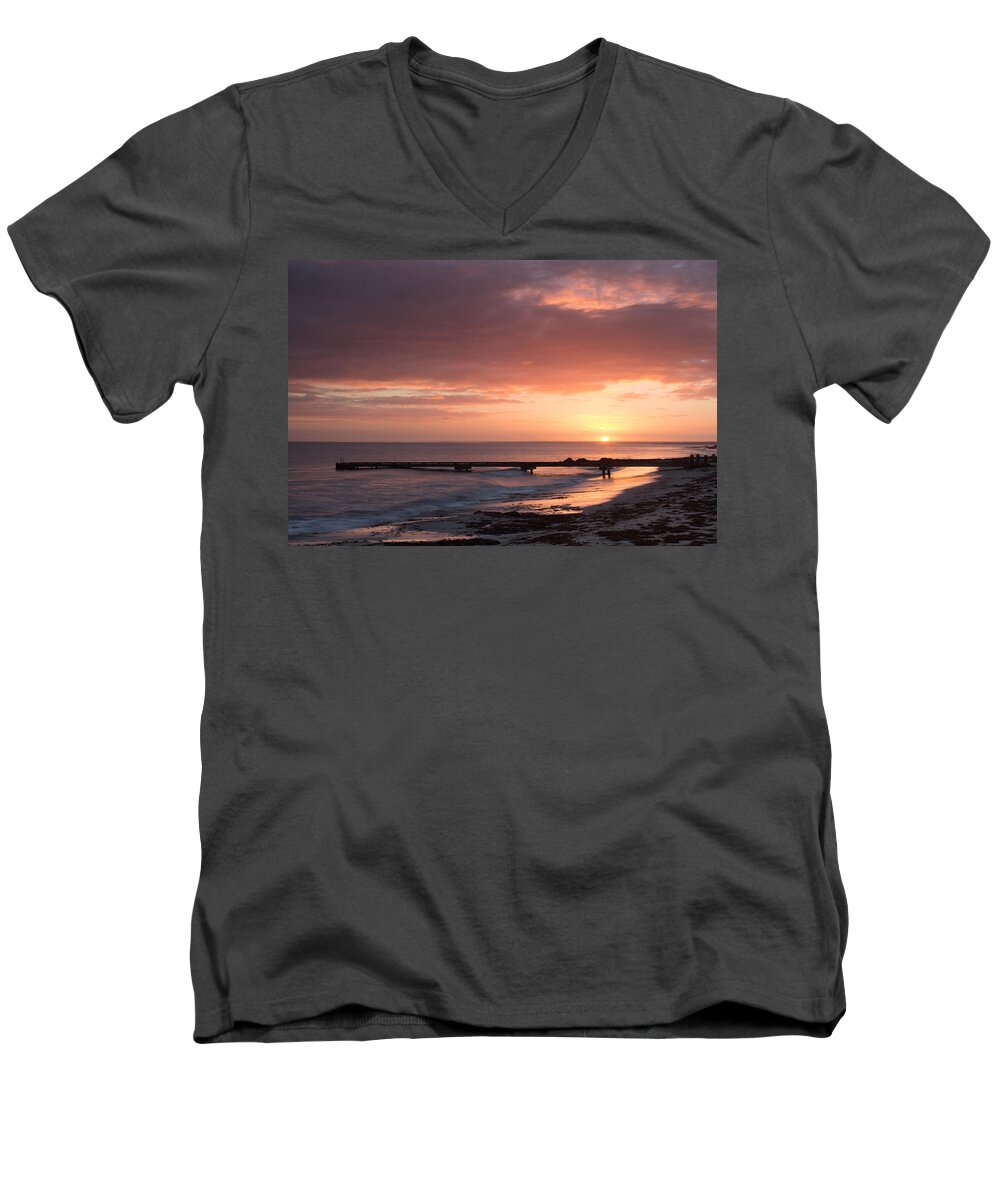 Sunrise Men's V-Neck T-Shirt featuring the photograph Busselton Sunrise by Robert Caddy