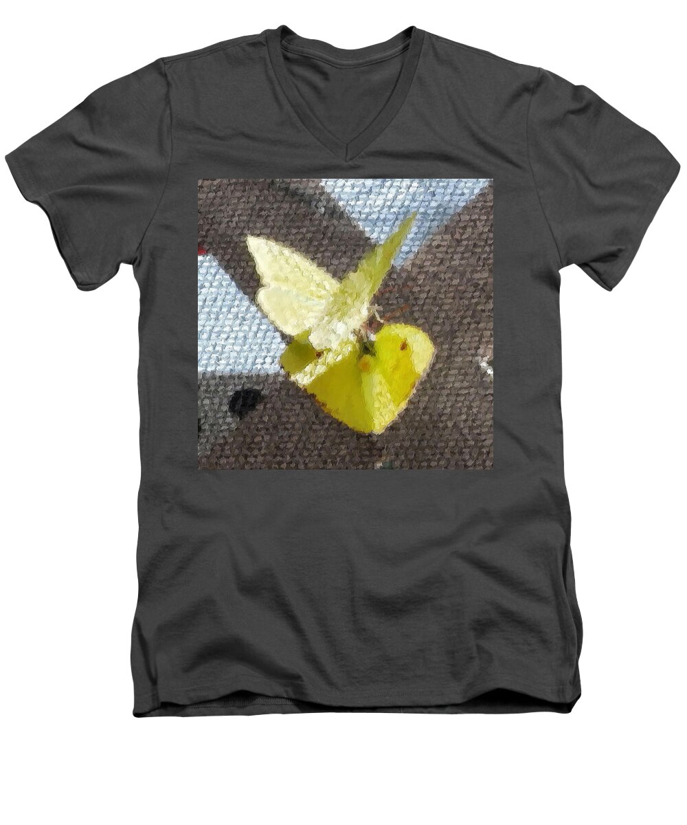 #mating Yellow Men's V-Neck T-Shirt featuring the photograph Sulfur Butterflies Mating by Belinda Lee