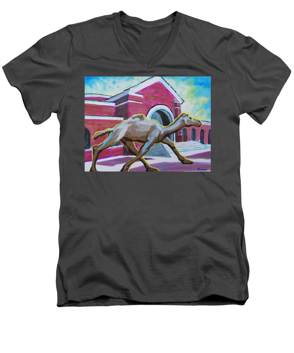 Mascot Men's V-Neck T-Shirt featuring the painting Camel by Tommy Midyette