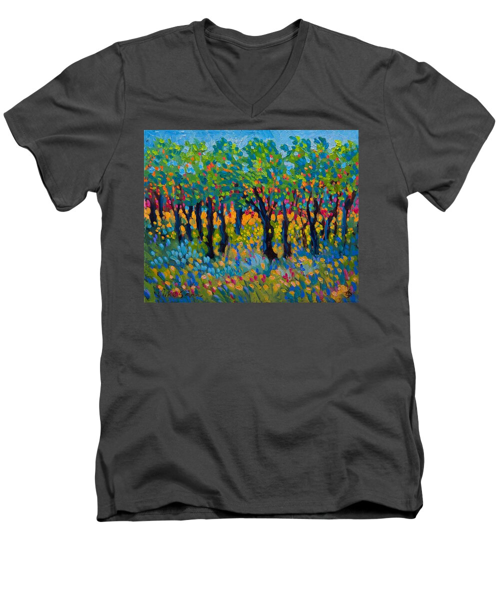 Candy Men's V-Neck T-Shirt featuring the painting Candy Wood by Michael Gross