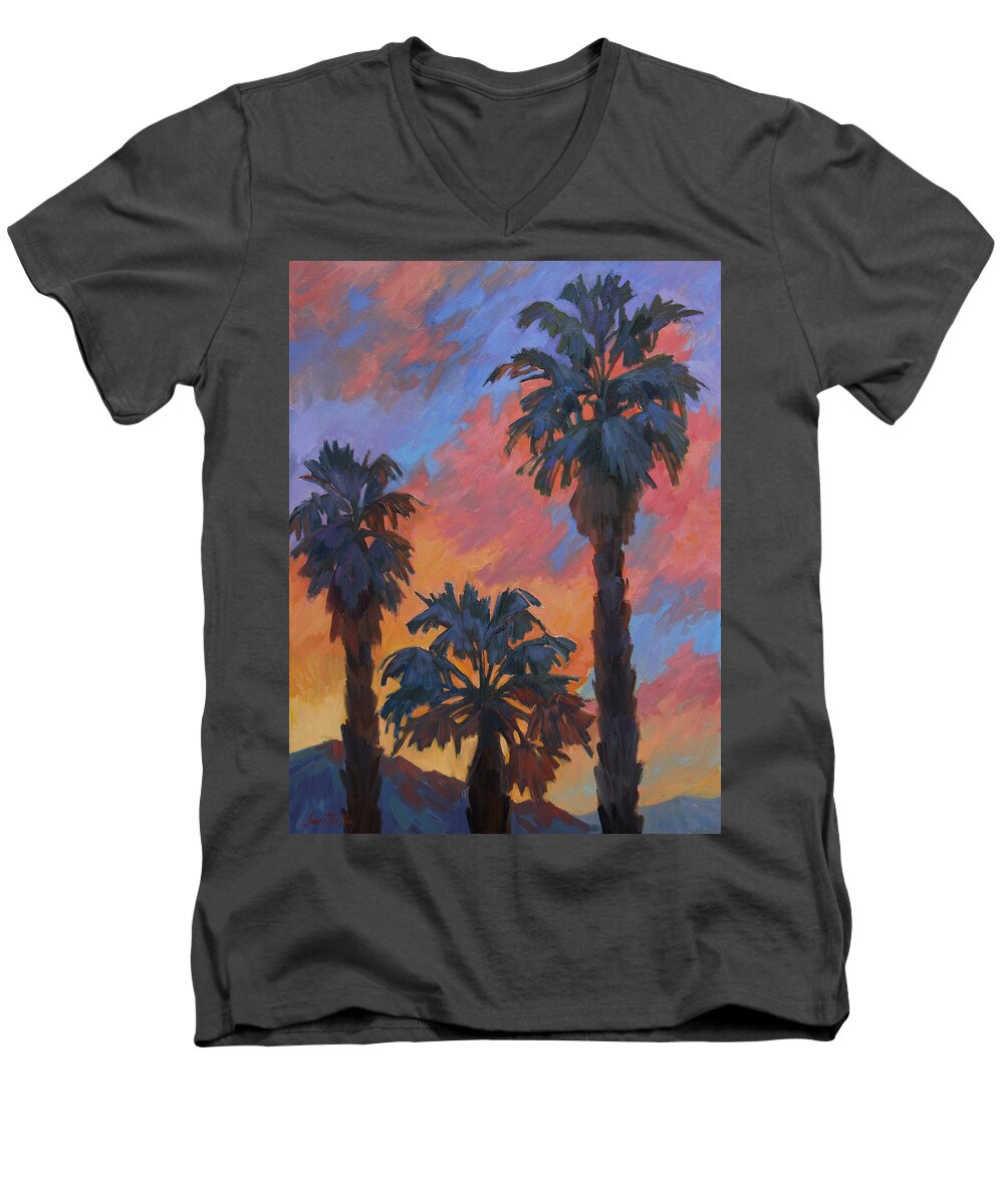 Casa Tecate Men's V-Neck T-Shirt featuring the painting Casa Tecate Sunrise by Diane McClary