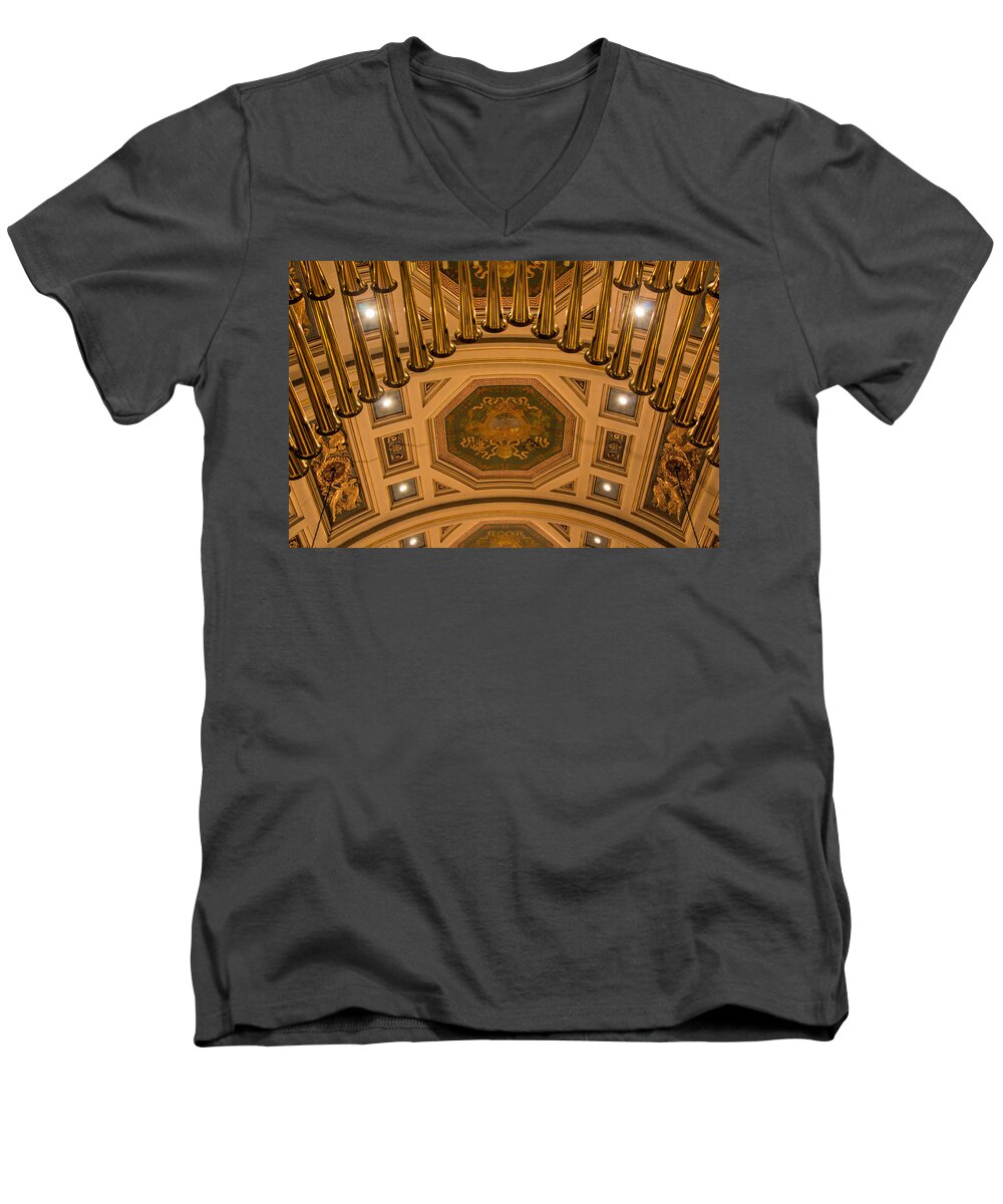 Cathedral Of The Sacred Heart Ceiling Men's V-Neck T-Shirt featuring the photograph Cathedral of the Sacred Heart Ceiling by Jemmy Archer