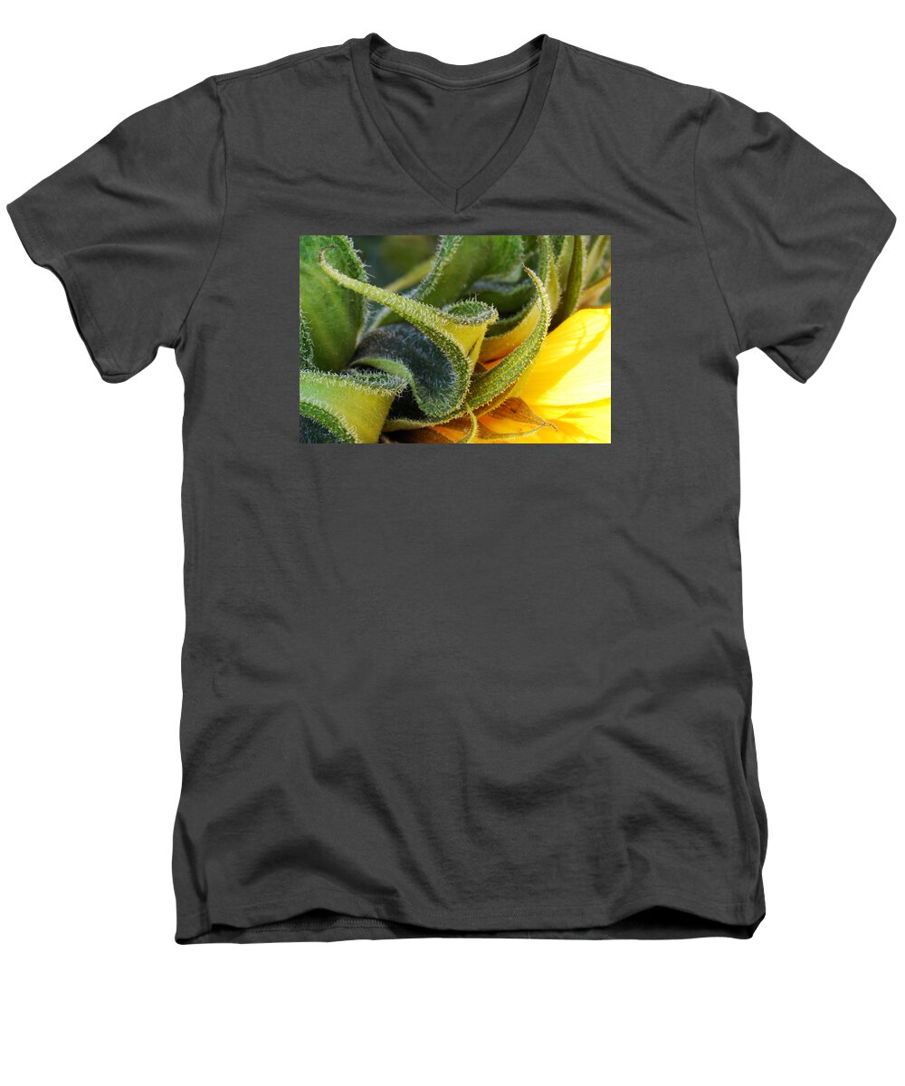 Celebration Men's V-Neck T-Shirt featuring the photograph Celebration Sunflower by Wendy Wilton