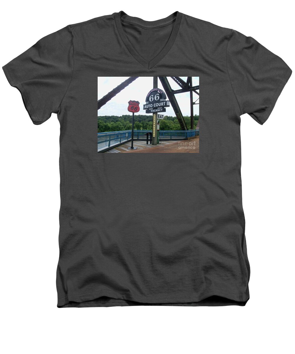  Men's V-Neck T-Shirt featuring the photograph Chain of Rocks Bridge by Kelly Awad