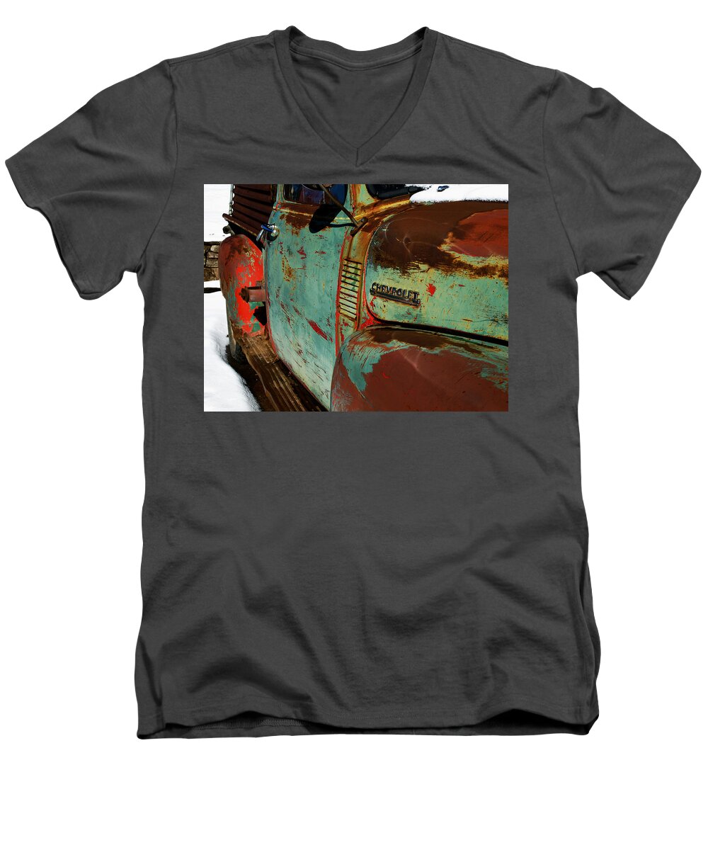 Chevy Men's V-Neck T-Shirt featuring the photograph Arroyo Seco Chevy by Gia Marie Houck
