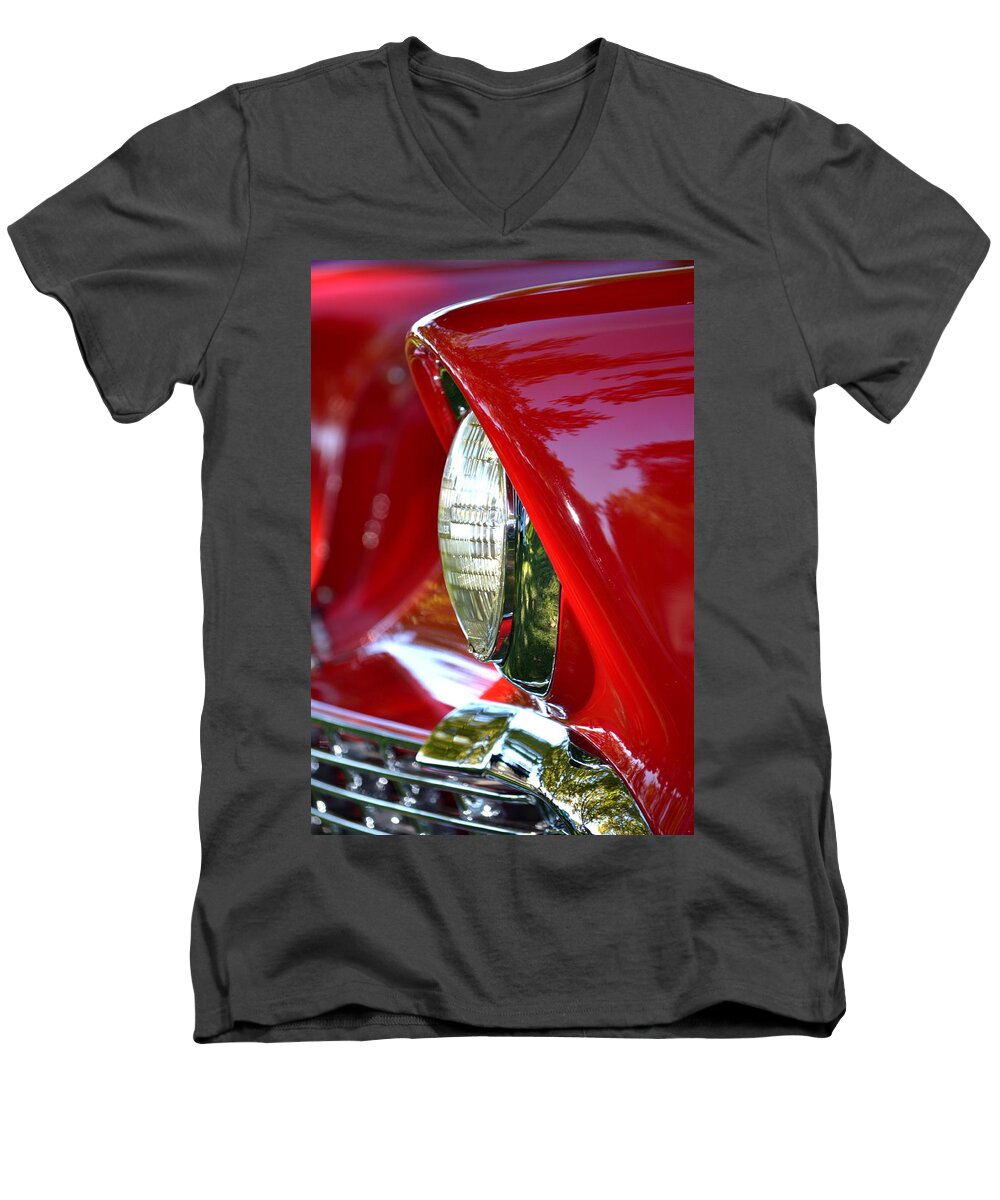  Men's V-Neck T-Shirt featuring the photograph Chevy Headlight by Dean Ferreira