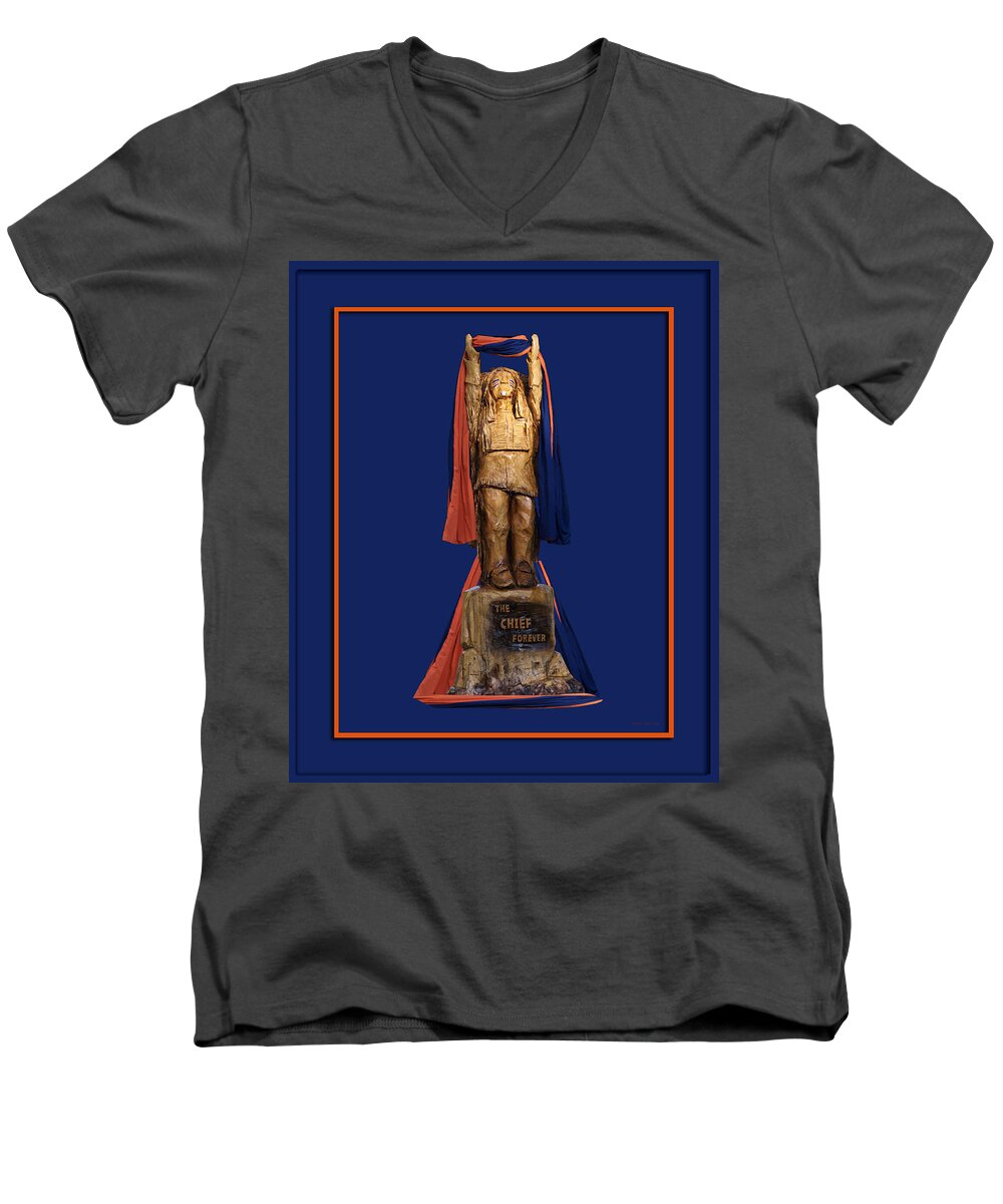 Il Men's V-Neck T-Shirt featuring the photograph Chief Illiniwek University of Illinois 05 by Thomas Woolworth