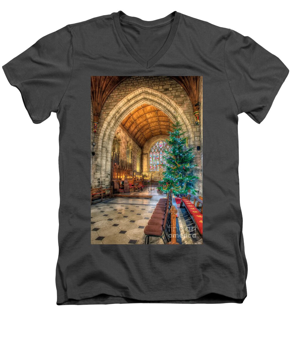 Christmas Men's V-Neck T-Shirt featuring the photograph Christmas Tree by Adrian Evans