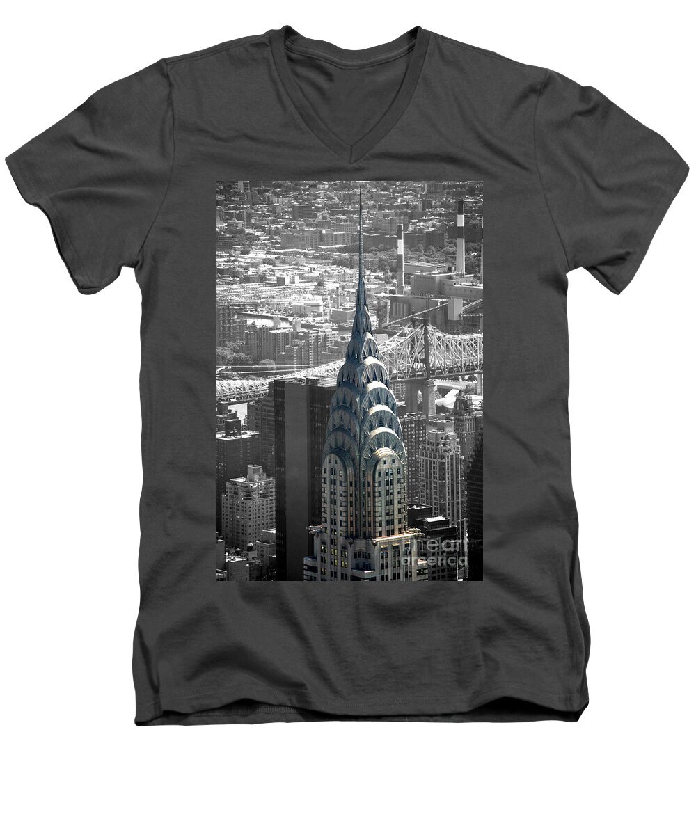 Chrysler Building Men's V-Neck T-Shirt featuring the photograph Chrysler Building by Angela DeFrias