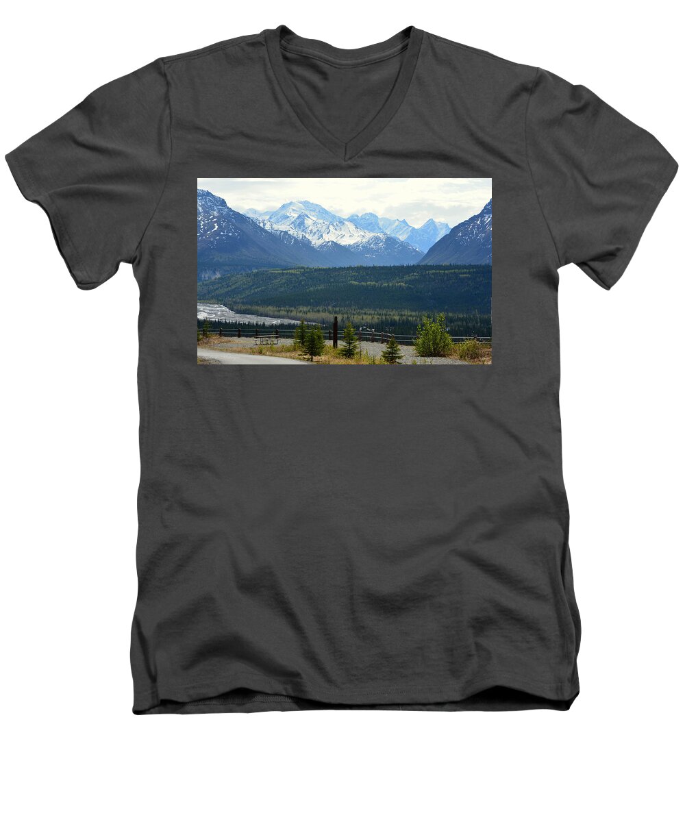 Alaska Men's V-Neck T-Shirt featuring the photograph Chugach Mountains by Andrew Matwijec