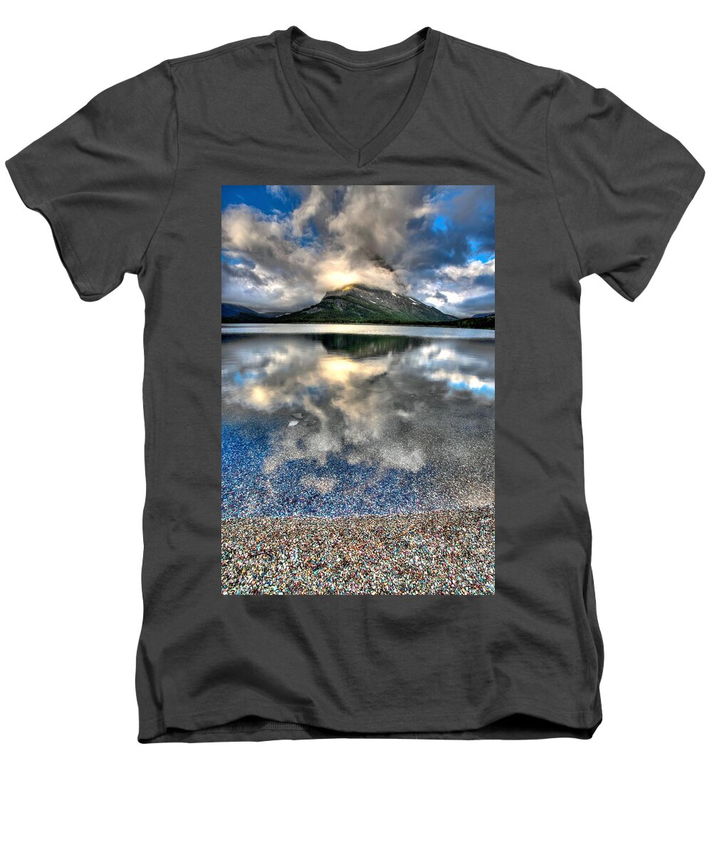 Breaking Clouds Men's V-Neck T-Shirt featuring the photograph Cloud Catcher by David Andersen