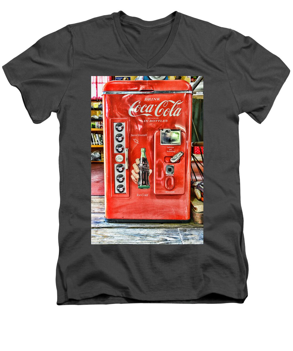 Coke Men's V-Neck T-Shirt featuring the photograph Coca-Cola retro style by Paul Ward