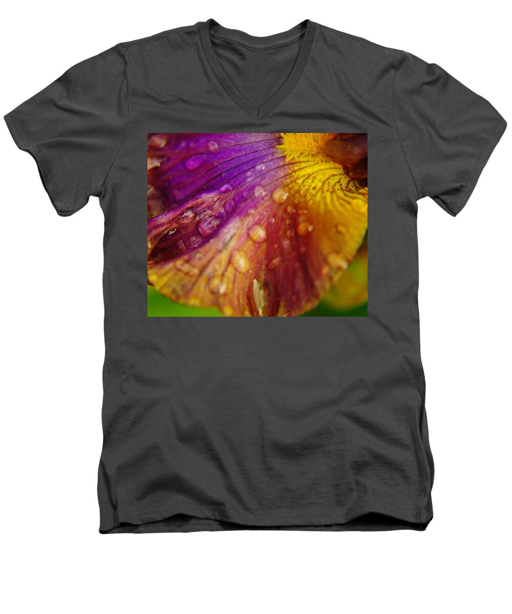 Iris Men's V-Neck T-Shirt featuring the photograph Color And Droplets by Jeff Swan