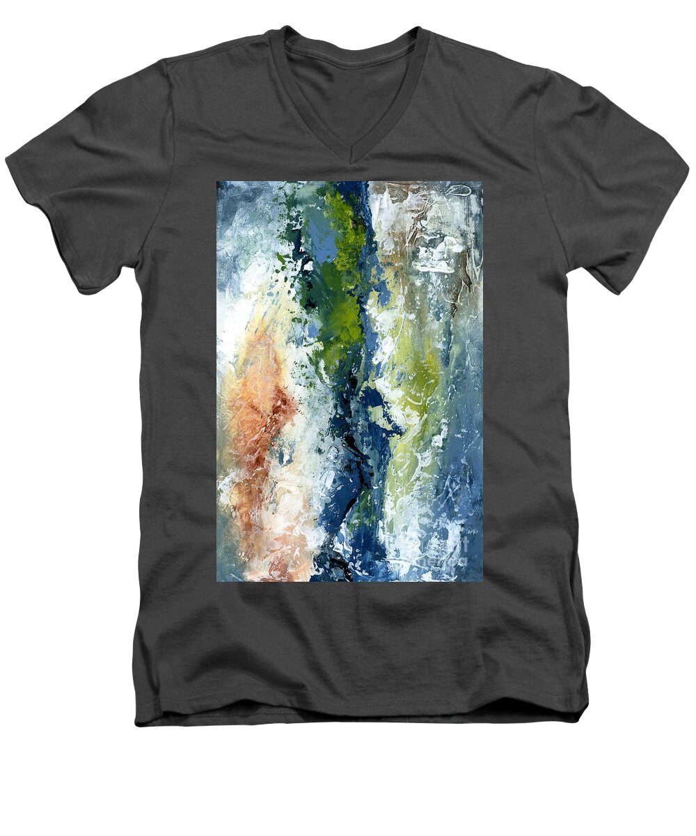 Abstract Men's V-Neck T-Shirt featuring the painting Color harmony 10S by Emerico Imre Toth