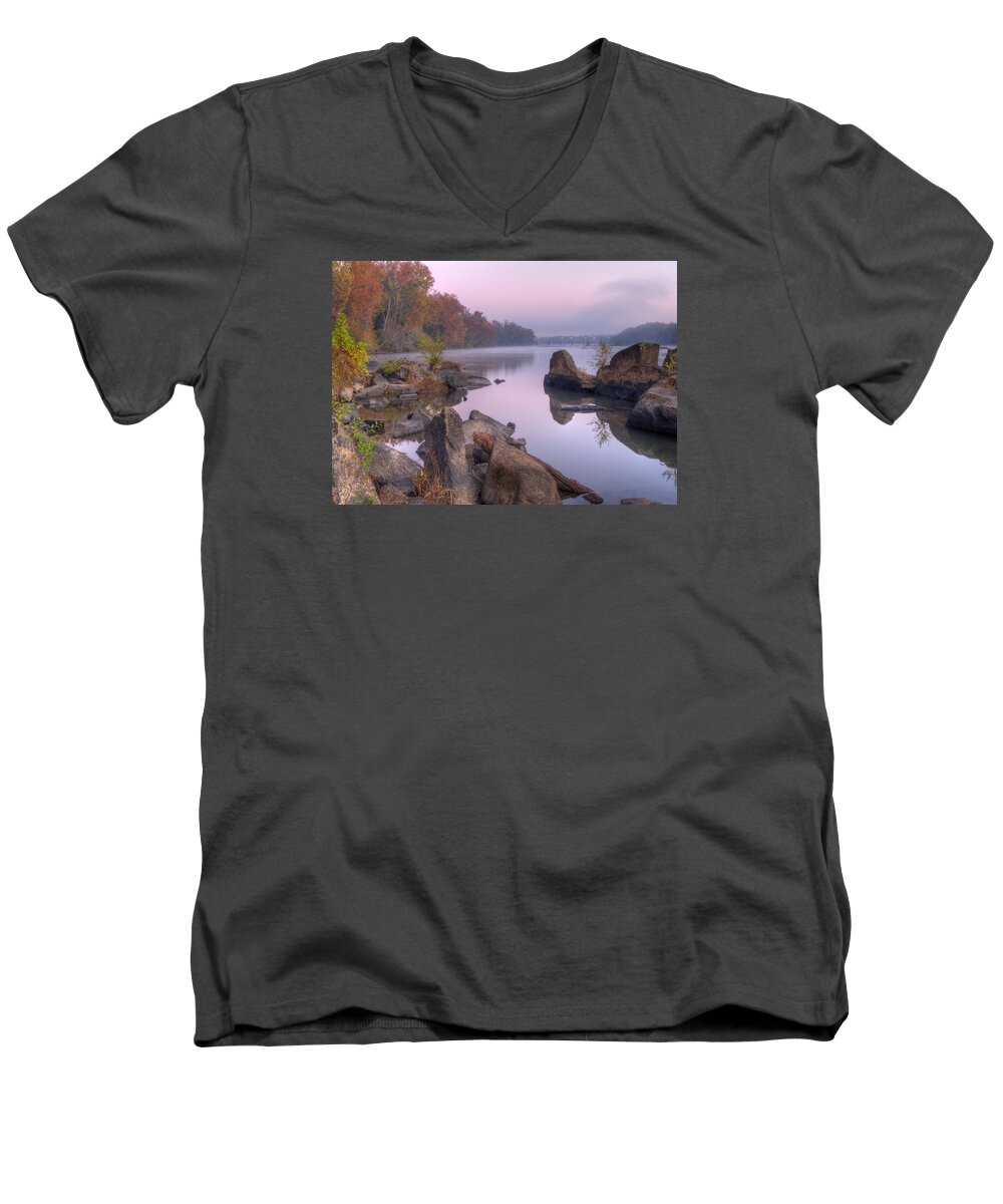 Congaree River Men's V-Neck T-Shirt featuring the photograph Congaree River at Dawn-1 by Charles Hite