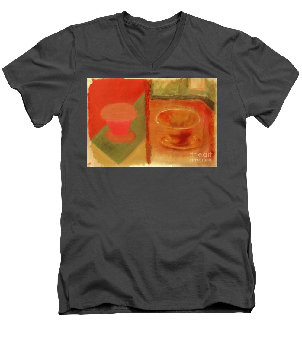 Bowls Men's V-Neck T-Shirt featuring the painting Contrasts Bowl Me Over by Karen Francis