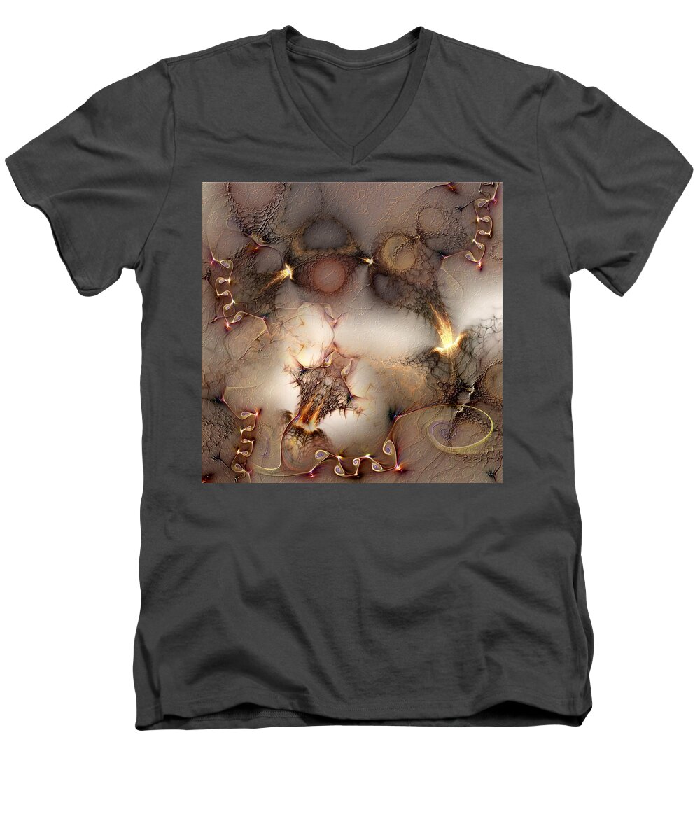 Abstract Men's V-Neck T-Shirt featuring the digital art Controversy by Casey Kotas