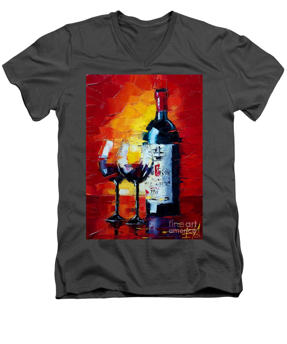 Conviviality Men's V-Neck T-Shirt featuring the painting Conviviality by Mona Edulesco