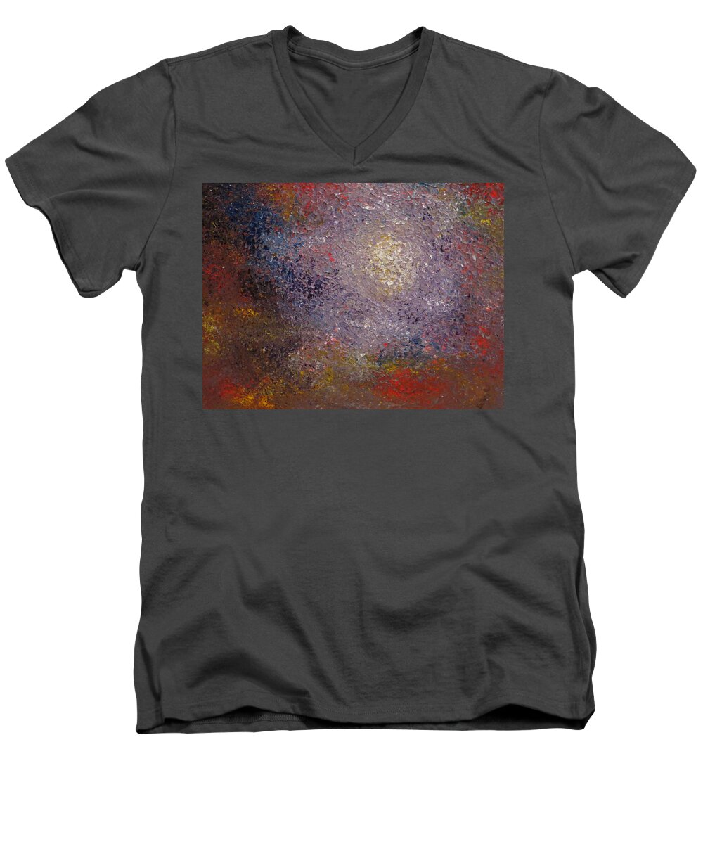 Abstract Men's V-Neck T-Shirt featuring the painting Cosmos by Soraya Silvestri