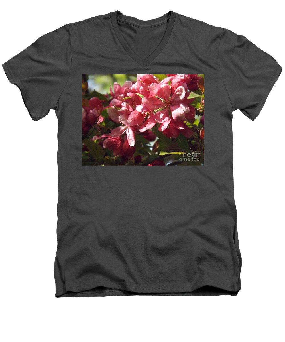 Crab Men's V-Neck T-Shirt featuring the photograph Crab Apple Blossoms by Brenda Brown