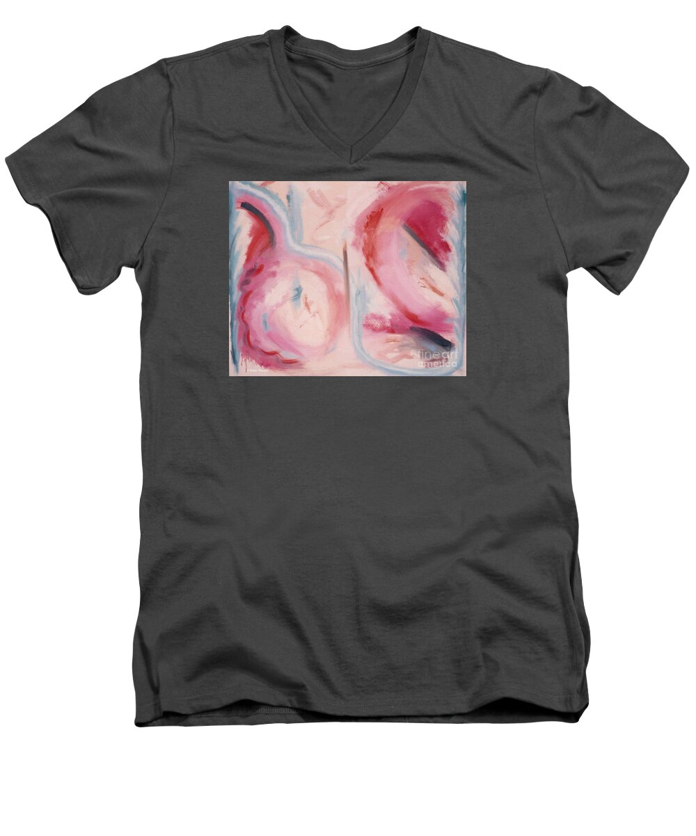 Crossing The Line Men's V-Neck T-Shirt featuring the painting Crossing the Line by Karen Francis