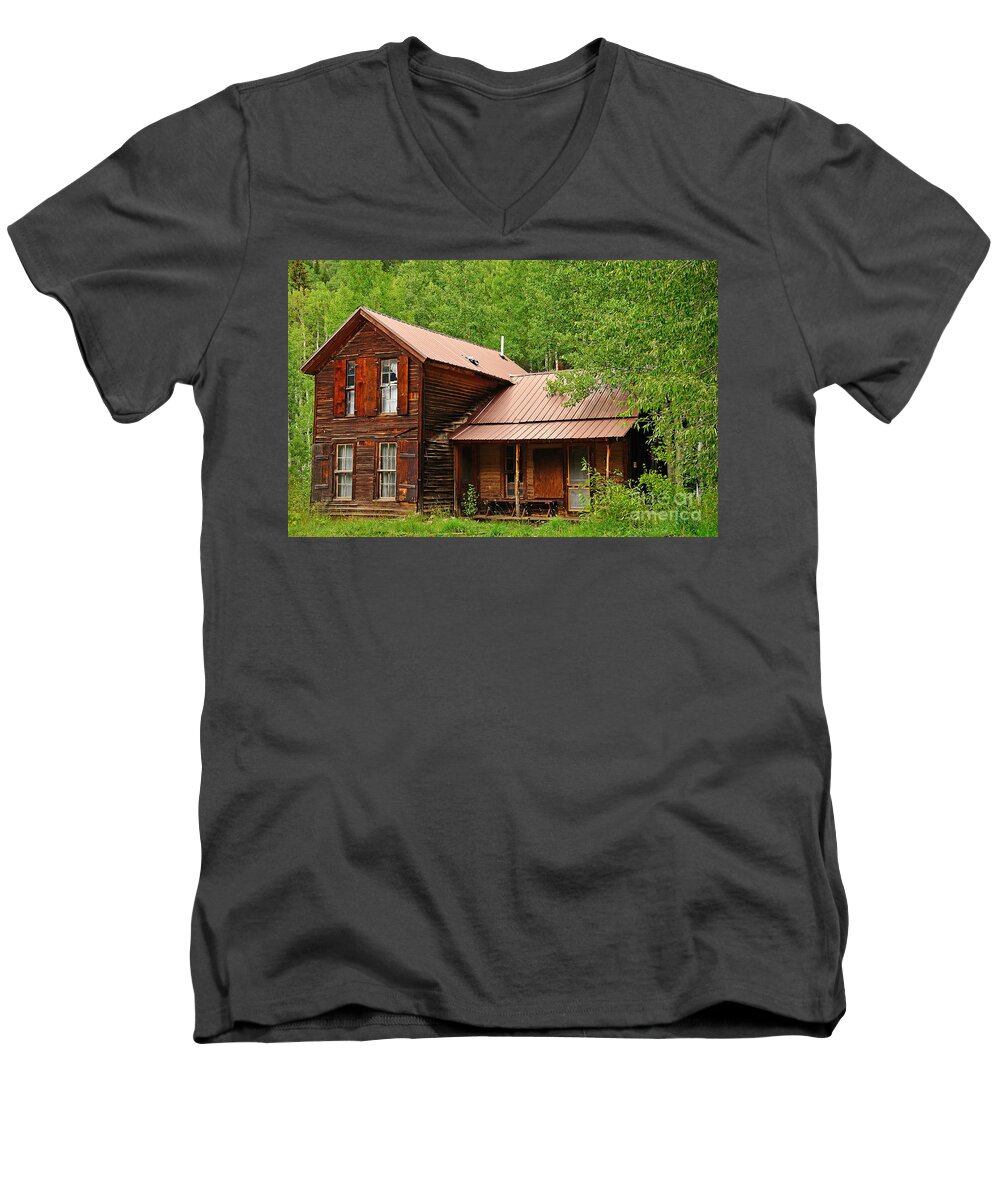 Cabin Men's V-Neck T-Shirt featuring the photograph Crystal Cabin by Kelly Black