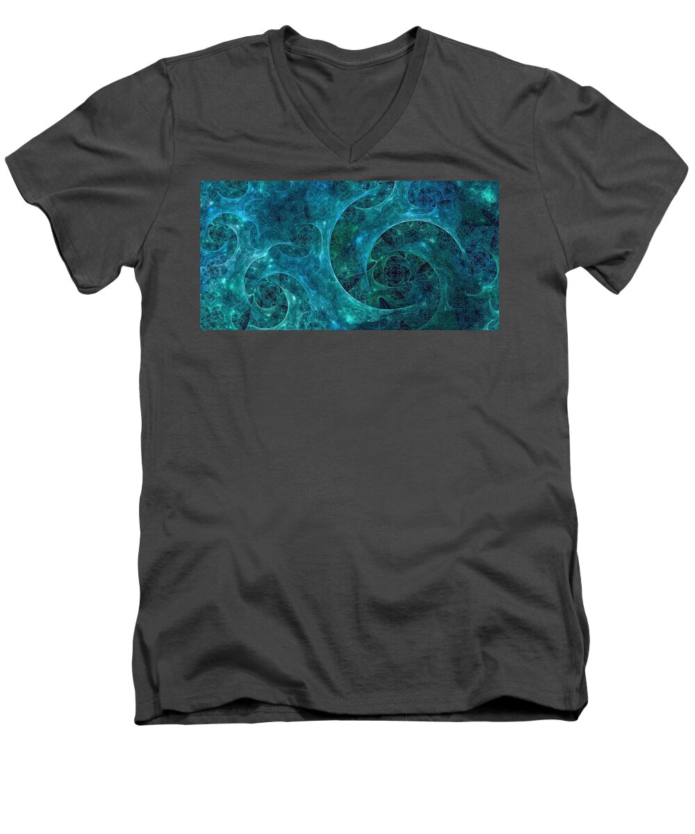 Crystal Nebula Men's V-Neck T-Shirt featuring the digital art Crystal Nebula-II by Doug Morgan