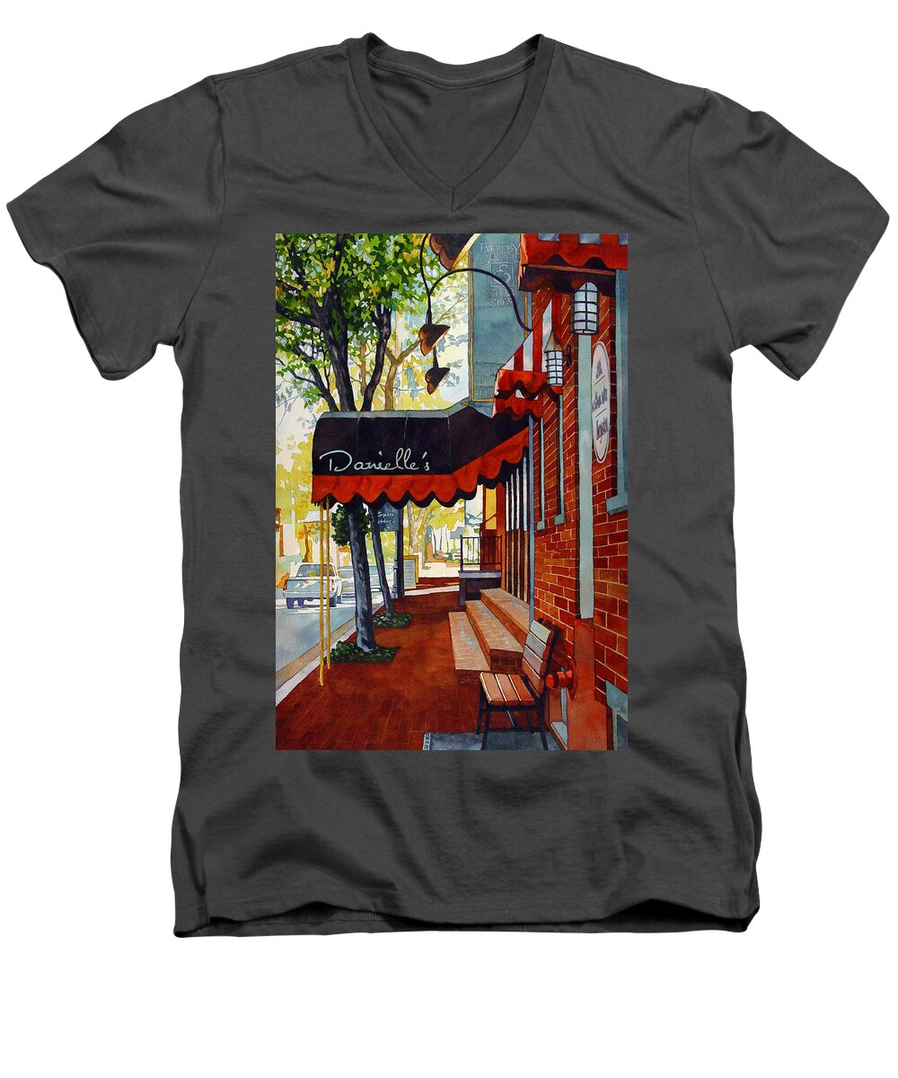 Landscape Men's V-Neck T-Shirt featuring the painting Danielle's by Mick Williams