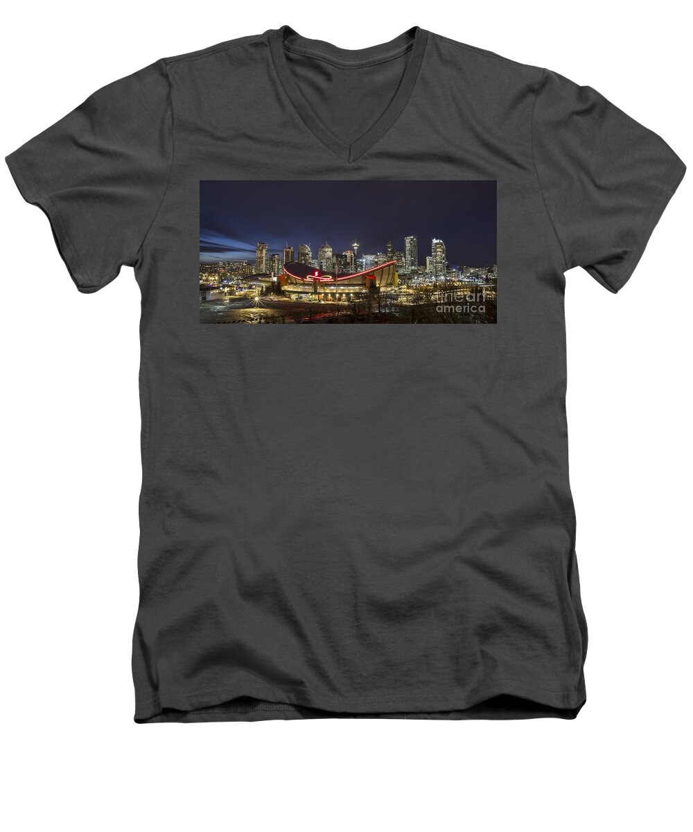 Calgary Men's V-Neck T-Shirt featuring the photograph Dazzled By The Light by Evelina Kremsdorf