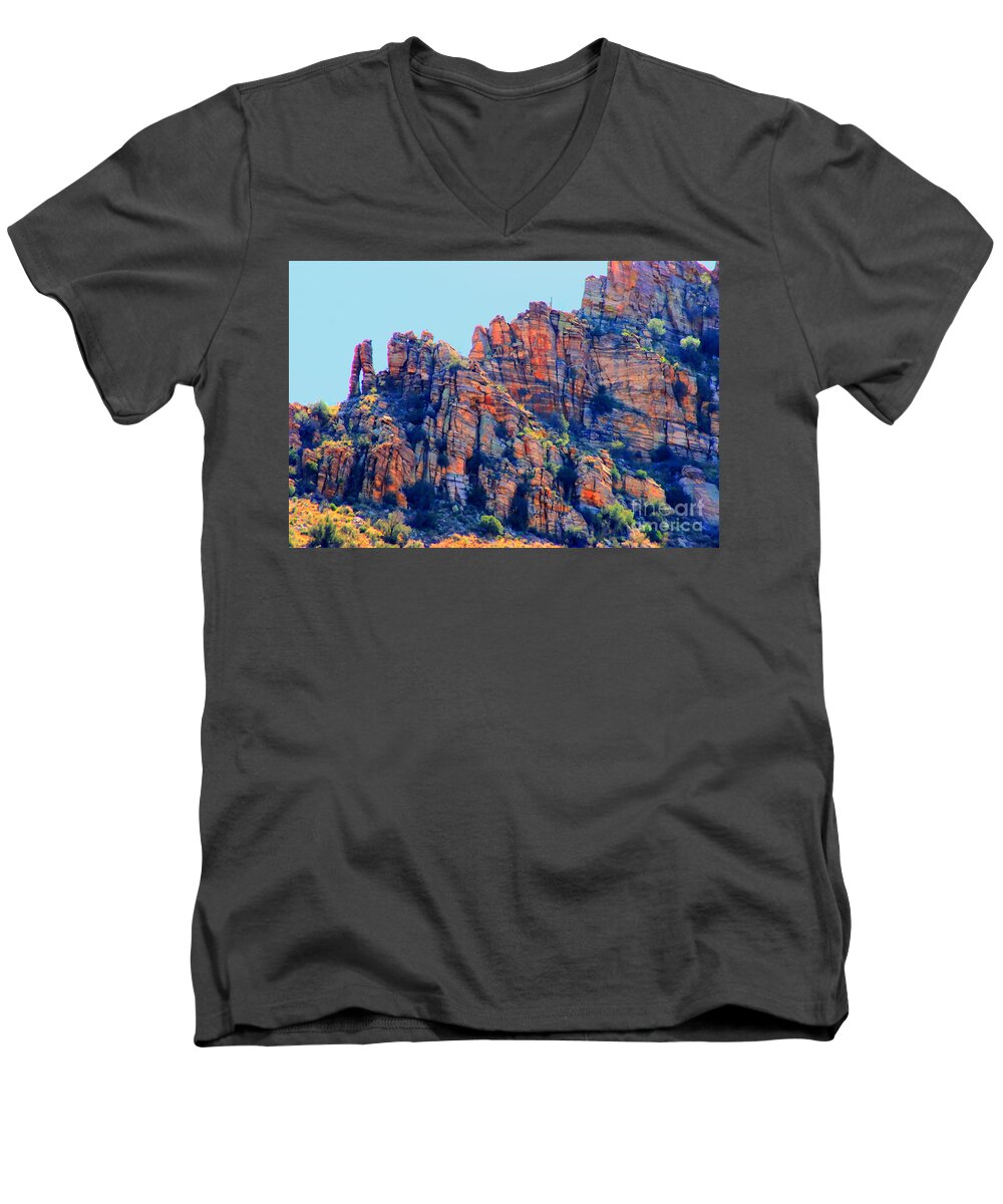 Sabino Canyon Men's V-Neck T-Shirt featuring the photograph Desert Paint by Tap On Photo