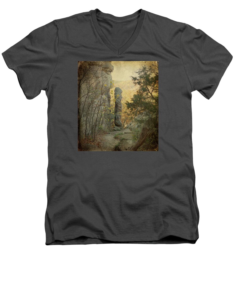 Shawnee National Forest Men's V-Neck T-Shirt featuring the photograph Devil's Smokestack by Sandy Keeton