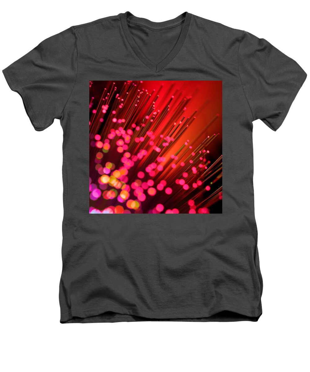 Abstract Men's V-Neck T-Shirt featuring the photograph Disco Inferno by Dazzle Zazz