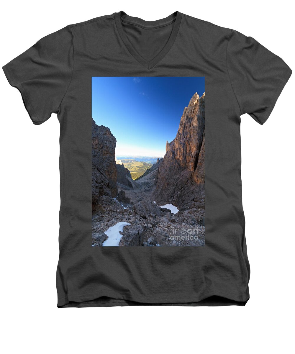 Alpine Men's V-Neck T-Shirt featuring the photograph Dolomites at morning by Antonio Scarpi