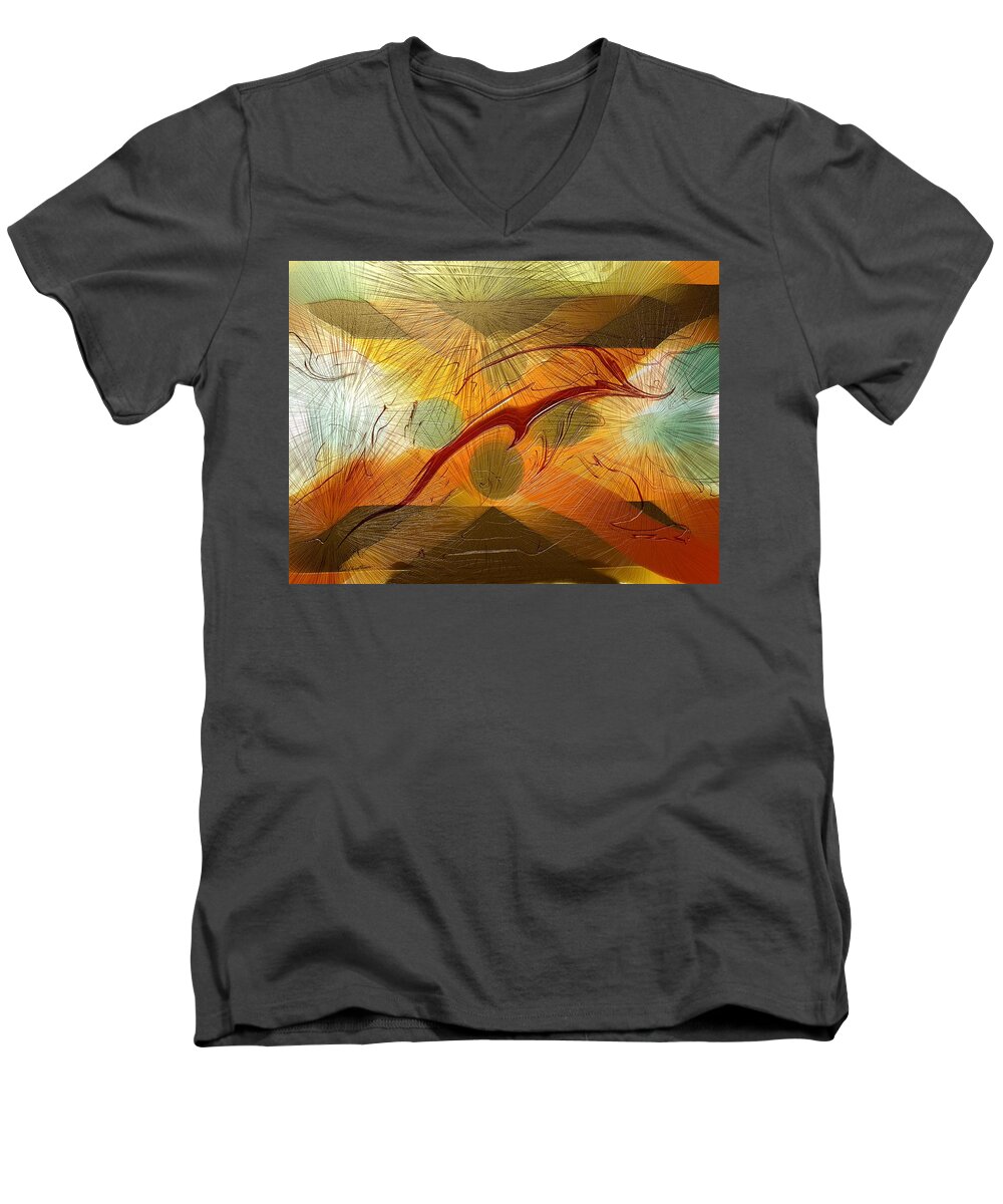 Abstract Men's V-Neck T-Shirt featuring the digital art Dolphin Abstract - 2 by Kae Cheatham