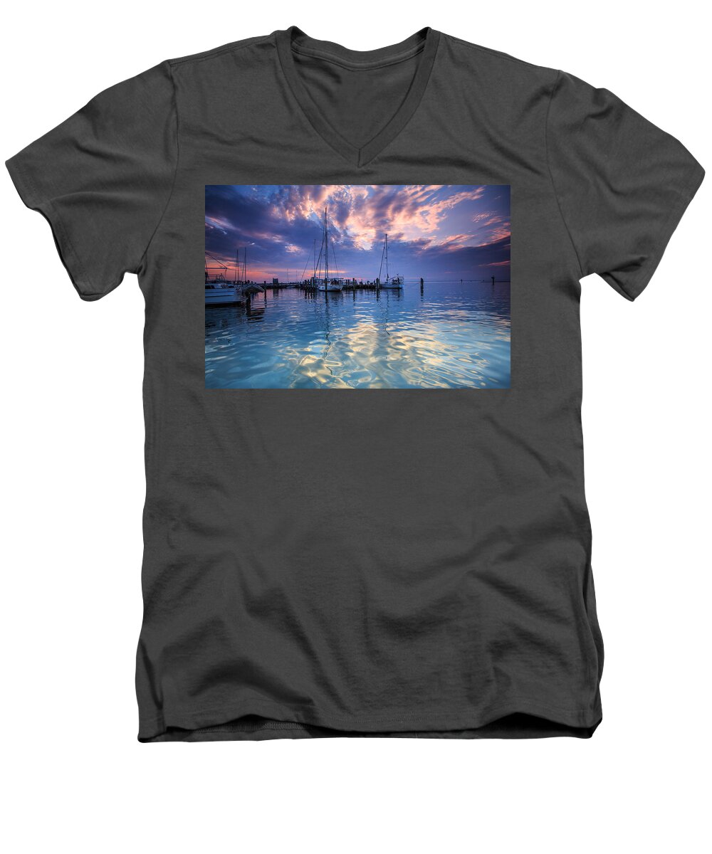 Annapolis Men's V-Neck T-Shirt featuring the photograph Eastport Sunrise by Jennifer Casey