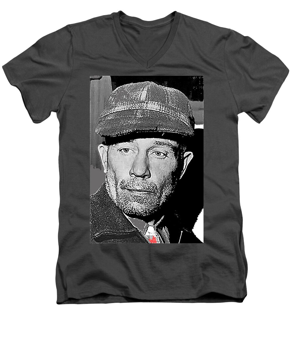 Ed Gein The Ghoul Who Inspired Psycho Plainfield Wisconsin C.1957 Men's V-Neck T-Shirt featuring the photograph Ed Gein the ghoul who inspired Psycho Plainfield Wisconsin c.1957-2013 by David Lee Guss