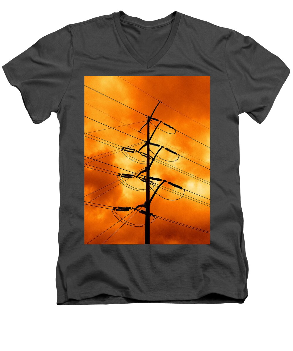 #power Line Men's V-Neck T-Shirt featuring the photograph Energized by Don Spenner