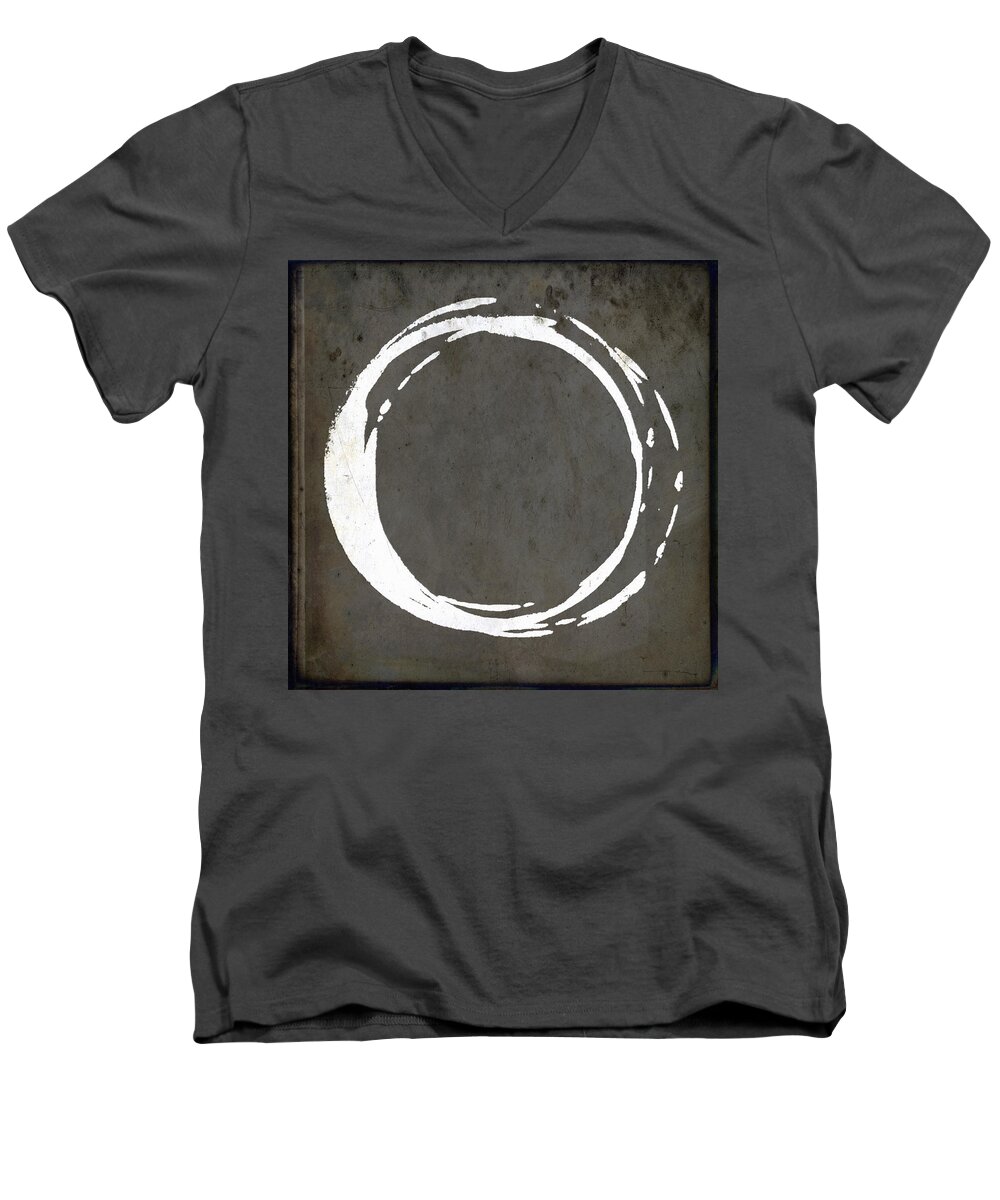 Gray Men's V-Neck T-Shirt featuring the painting Enso No. 107 Gray Brown by Julie Niemela