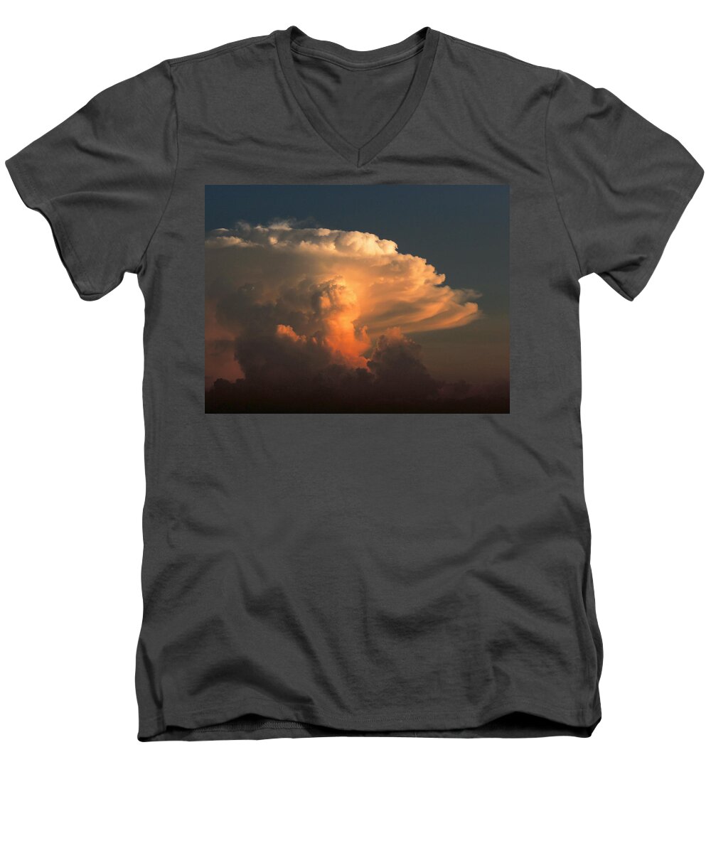 Clouds Men's V-Neck T-Shirt featuring the photograph Evening Buildup by Charlotte Schafer