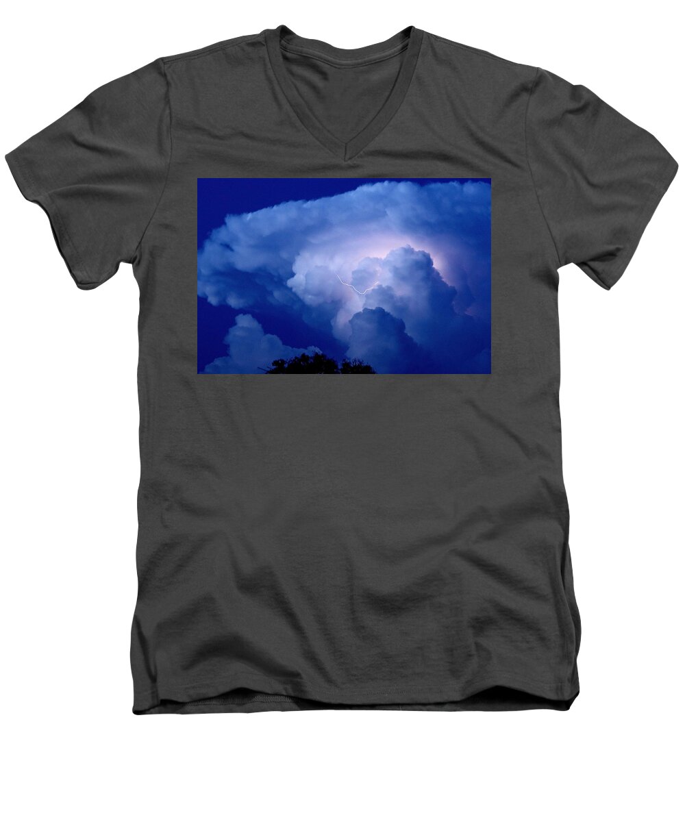 Thunderstorm Men's V-Neck T-Shirt featuring the photograph Evening Giant by Charlotte Schafer