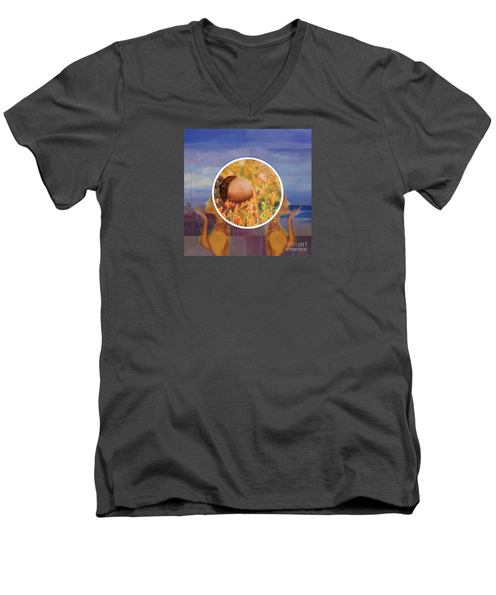 Acorn Men's V-Neck T-Shirt featuring the painting Falling by Shelley Myers