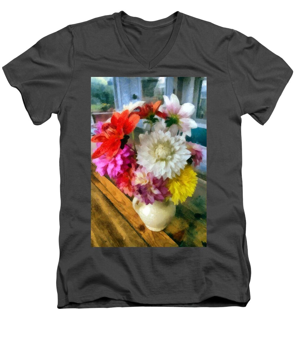 Autumn Men's V-Neck T-Shirt featuring the photograph Farmhouse Arrangement by Michelle Calkins