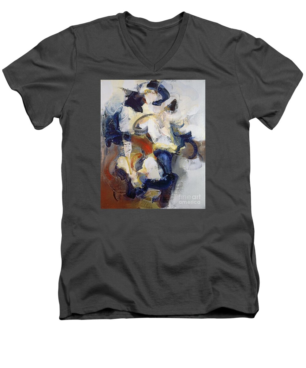 Oils Men's V-Neck T-Shirt featuring the painting Fear of Religion by Ritchard Rodriguez