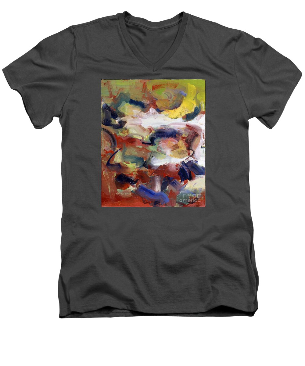 Abstraction Men's V-Neck T-Shirt featuring the painting Fear of the Foreigner by Ritchard Rodriguez
