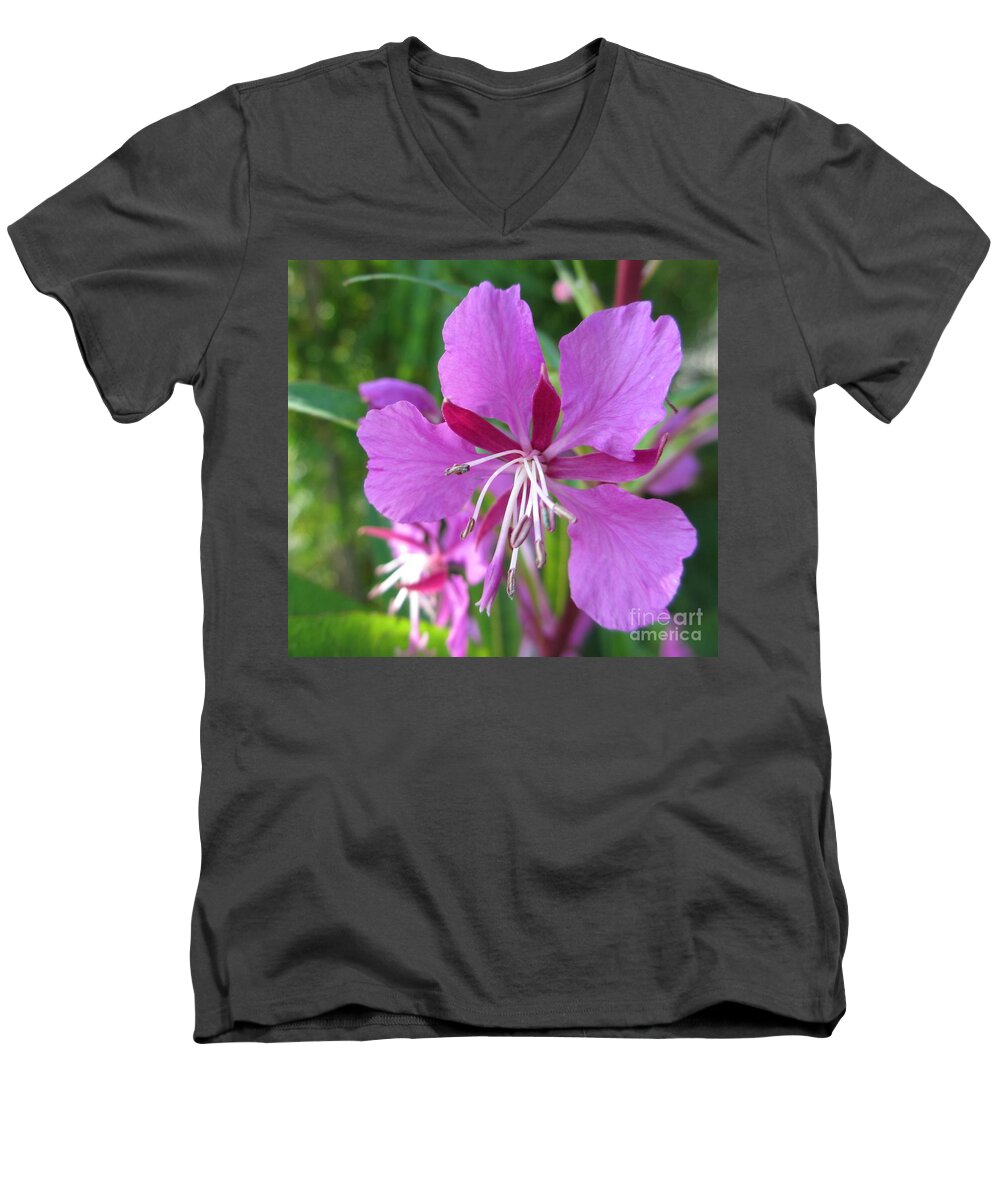 Fireweed Men's V-Neck T-Shirt featuring the photograph Fireweed 1 by Martin Howard