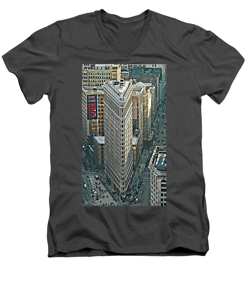 Flatiron Building Nyc 1 Men's V-Neck T-Shirt featuring the photograph Flatiron Building NYC 1 by Emmy Vickers