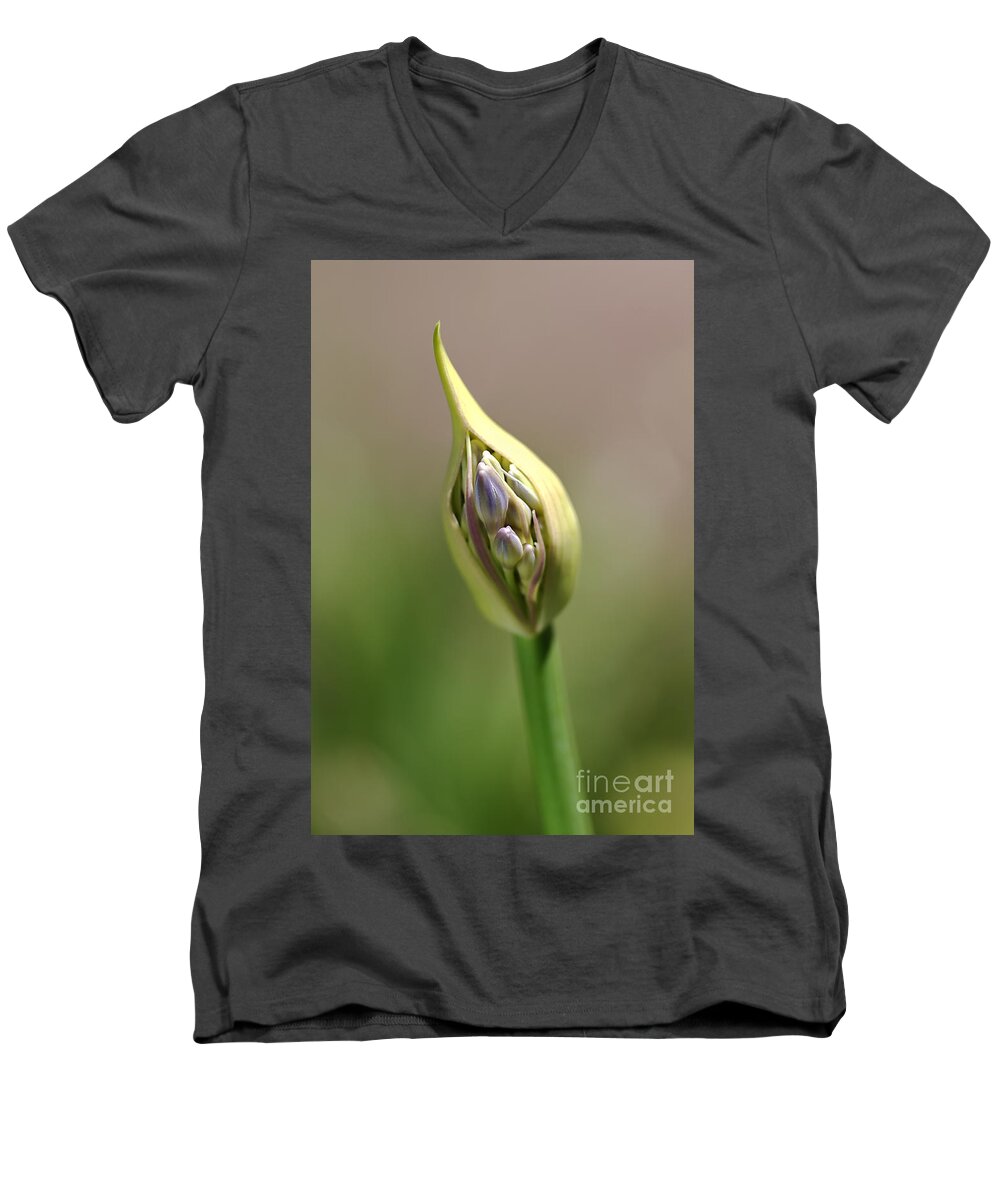 Lily Of The Nile Men's V-Neck T-Shirt featuring the photograph Flower-agapanthus-bud by Joy Watson
