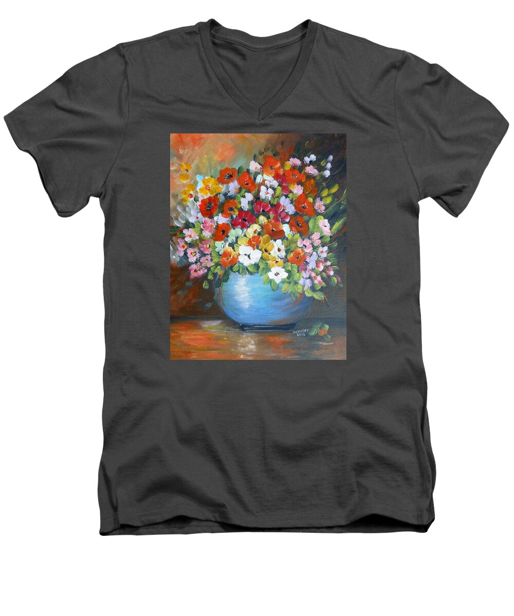 Flowers Painting Men's V-Neck T-Shirt featuring the painting Flowers For A Friend by Dorothy Maier