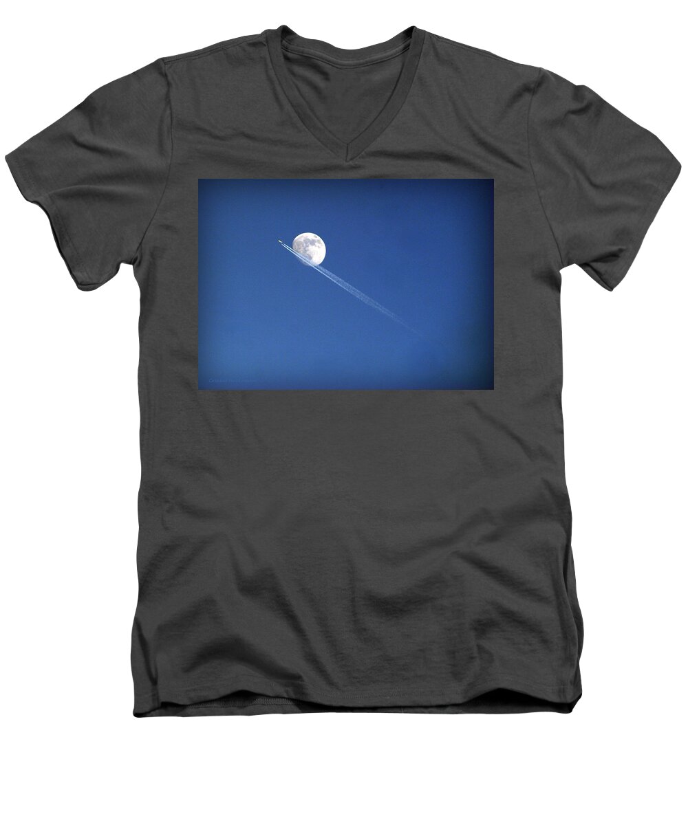 Moon Men's V-Neck T-Shirt featuring the photograph Fly Me to the Moon by Cricket Hackmann